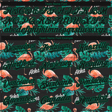 Laden Sie das Bild in den Galerie-Viewer, Custom Black Kelly Green 3D Pattern Design Hawaii Flamingos And Leaves Authentic Baseball Jersey

