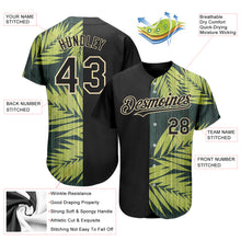 Laden Sie das Bild in den Galerie-Viewer, Custom Black City Cream 3D Pattern Design Hawaii Tropical Palm Leaves Authentic Baseball Jersey
