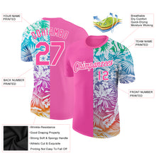 Laden Sie das Bild in den Galerie-Viewer, Custom Pink White 3D Pattern Design Tropical Palm Leaves Performance T-Shirt
