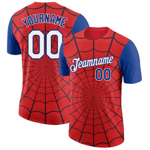 Load image into Gallery viewer, Custom Red White-Royal 3D Pattern Design Spider Performance T-Shirt
