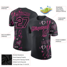 Laden Sie das Bild in den Galerie-Viewer, Custom Black Pink 3D Pattern Design Pink Ribbon Breast Cancer Awareness Month Women Health Care Support Performance T-Shirt
