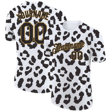 Laden Sie das Bild in den Galerie-Viewer, Custom White Black-Old Gold 3D Pattern Design Leopard Performance T-Shirt
