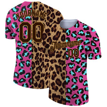 Laden Sie das Bild in den Galerie-Viewer, Custom Pink Brown-Old Gold 3D Pattern Design Leopard Performance T-Shirt
