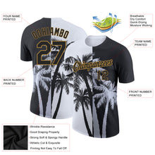 Laden Sie das Bild in den Galerie-Viewer, Custom White Black-Old Gold 3D Pattern Design Hawaii Coconut Trees Performance T-Shirt
