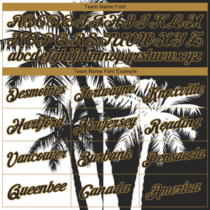 Custom White Black-Old Gold 3D Pattern Design Hawaii Coconut Trees Performance T-Shirt