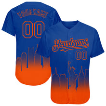 Load image into Gallery viewer, Custom Royal Orange 3D New York City Edition Fade Fashion Authentic Baseball Jersey
