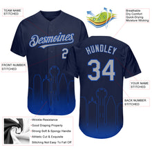 Load image into Gallery viewer, Custom Navy Gray-Thunder Blue 3D Dallas City Edition Fade Fashion Authentic Baseball Jersey
