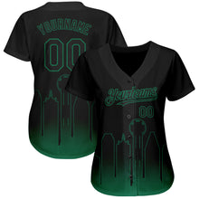 Load image into Gallery viewer, Custom Black Kelly Green 3D Dallas City Edition Fade Fashion Authentic Baseball Jersey
