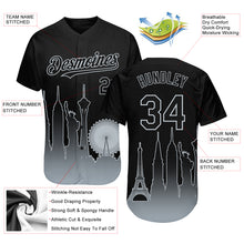 Load image into Gallery viewer, Custom Black Silver 3D Las Vegas City Edition Fade Fashion Authentic Baseball Jersey
