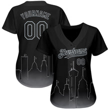 Load image into Gallery viewer, Custom Black Gray 3D San Antonio City Edition Fade Fashion Authentic Baseball Jersey

