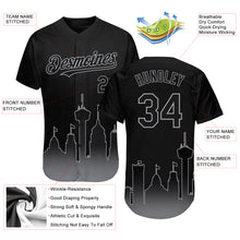 Load image into Gallery viewer, Custom Black Gray 3D San Antonio City Edition Fade Fashion Authentic Baseball Jersey
