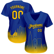 Load image into Gallery viewer, Custom Royal Yellow-Black 3D San Francisco City Edition Fade Fashion Authentic Baseball Jersey
