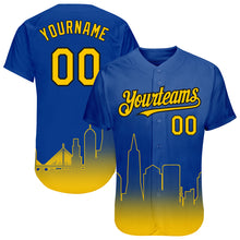 Load image into Gallery viewer, Custom Royal Yellow-Black 3D San Francisco City Edition Fade Fashion Authentic Baseball Jersey
