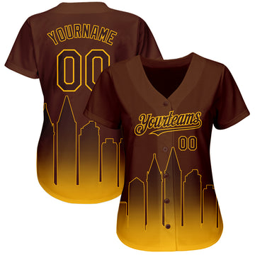 Custom Brown Gold 3D San Diego City Edition Fade Fashion Authentic Baseball Jersey