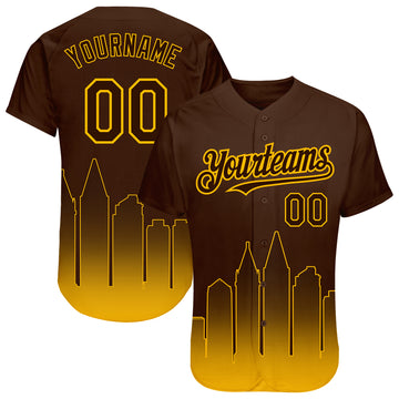 Custom Brown Gold 3D San Diego City Edition Fade Fashion Authentic Baseball Jersey