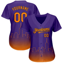 Load image into Gallery viewer, Custom Purple Bay Orange-Black 3D Phoenix City Edition Fade Fashion Authentic Baseball Jersey
