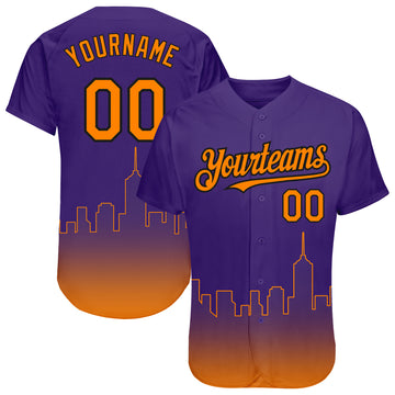 Custom Purple Bay Orange-Black 3D Phoenix City Edition Fade Fashion Authentic Baseball Jersey