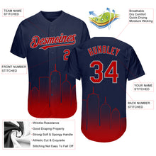 Laden Sie das Bild in den Galerie-Viewer, Custom Navy Red-Gray 3D Boston City Edition Fade Fashion Authentic Baseball Jersey
