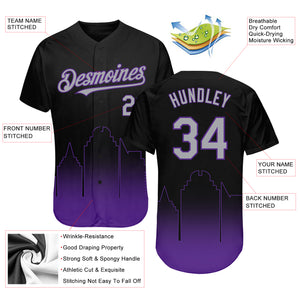 Custom Black Gray-Purple 3D Sacramento City Edition Fade Fashion Authentic Baseball Jersey