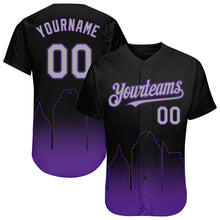Load image into Gallery viewer, Custom Black Gray-Purple 3D Sacramento City Edition Fade Fashion Authentic Baseball Jersey
