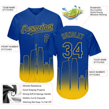 Charger l&#39;image dans la galerie, Custom Royal Yellow 3D Los Angeles City Edition Fade Fashion Authentic Baseball Jersey
