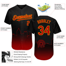 Load image into Gallery viewer, Custom Black Red-Gold 3D Atlanta City Edition Fade Fashion Authentic Baseball Jersey

