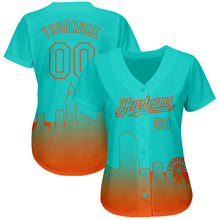 Load image into Gallery viewer, Custom Aqua Orange 3D Miami City Edition Fade Fashion Authentic Baseball Jersey
