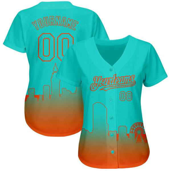 Custom Baseball Jersey Black Powder Blue-Orange 3D Miami City Edition Fade Fashion Authentic Youth Size:M