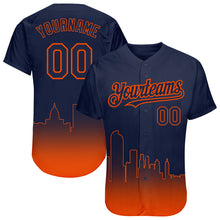 Laden Sie das Bild in den Galerie-Viewer, Custom Navy Orange 3D Denver City Edition Fade Fashion Authentic Baseball Jersey
