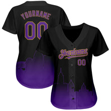 Laden Sie das Bild in den Galerie-Viewer, Custom Black Purple-Old Gold 3D Baltimore City Edition Fade Fashion Authentic Baseball Jersey
