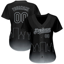 Laden Sie das Bild in den Galerie-Viewer, Custom Black Silver 3D Oakland City Edition Fade Fashion Authentic Baseball Jersey
