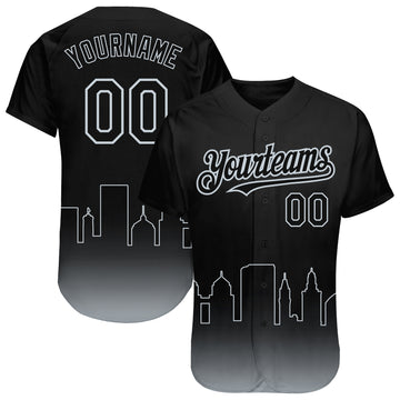 Custom Black Silver 3D Oakland City Edition Fade Fashion Authentic Baseball Jersey