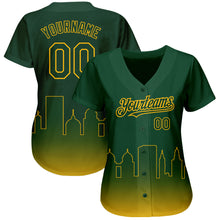 Load image into Gallery viewer, Custom Green Gold 3D Oakland City Edition Fade Fashion Authentic Baseball Jersey
