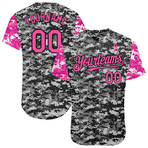 Custom Camo Pink-Black 3D Pink Ribbon Breast Cancer Awareness Month Women Health Care Support Authentic Baseball Jersey