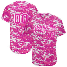 Загрузить изображение в средство просмотра галереи, Custom Camo Deep Pink-Black 3D Pink Ribbon Breast Cancer Awareness Month Women Health Care Support Authentic Baseball Jersey
