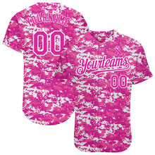 Laden Sie das Bild in den Galerie-Viewer, Custom Camo Deep Pink-Black 3D Pink Ribbon Breast Cancer Awareness Month Women Health Care Support Authentic Baseball Jersey
