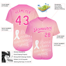 Load image into Gallery viewer, Custom Pink-White 3D Pink Ribbon Breast Cancer Awareness Month Women Health Care Support Authentic Baseball Jersey
