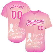 Laden Sie das Bild in den Galerie-Viewer, Custom Pink-White 3D Pink Ribbon Breast Cancer Awareness Month Women Health Care Support Authentic Baseball Jersey
