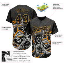 Загрузить изображение в средство просмотра галереи, Custom Black Old Gold 3D Pattern Design Octopus Wrapped Around Dart Board Authentic Baseball Jersey

