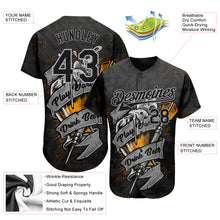 Load image into Gallery viewer, Custom Black Gray 3D Pattern Design Play Dart Drink Beer Authentic Baseball Jersey
