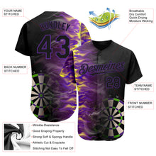 Загрузить изображение в средство просмотра галереи, Custom Black Purple 3D Pattern Design Fiery Dart Board Authentic Baseball Jersey
