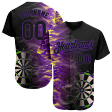 Загрузить изображение в средство просмотра галереи, Custom Black Purple 3D Pattern Design Fiery Dart Board Authentic Baseball Jersey
