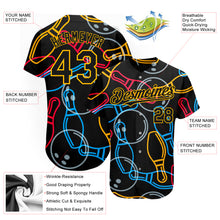 Charger l&#39;image dans la galerie, Custom Black Gold 3D Pattern Design Bowling Authentic Baseball Jersey
