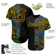Charger l&#39;image dans la galerie, Custom Black Gold 3D Pattern Design Bowling Authentic Baseball Jersey
