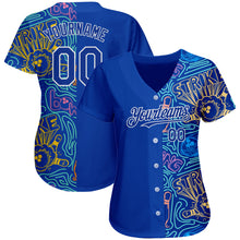 Laden Sie das Bild in den Galerie-Viewer, Custom Royal White 3D Pattern Design Bowling Authentic Baseball Jersey

