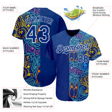 Laden Sie das Bild in den Galerie-Viewer, Custom Royal White 3D Pattern Design Bowling Authentic Baseball Jersey
