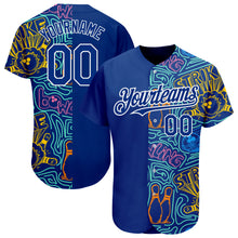 Laden Sie das Bild in den Galerie-Viewer, Custom Royal White 3D Pattern Design Bowling Authentic Baseball Jersey
