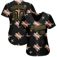 Загрузить изображение в средство просмотра галереи, Custom Black Old Gold 3D Pattern Design Leopard Authentic Baseball Jersey
