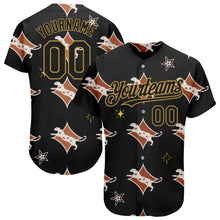 Загрузить изображение в средство просмотра галереи, Custom Black Old Gold 3D Pattern Design Leopard Authentic Baseball Jersey
