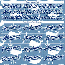 Загрузить изображение в средство просмотра галереи, Custom Light Blue US Navy Blue-White 3D Pattern Design Whale Authentic Baseball Jersey
